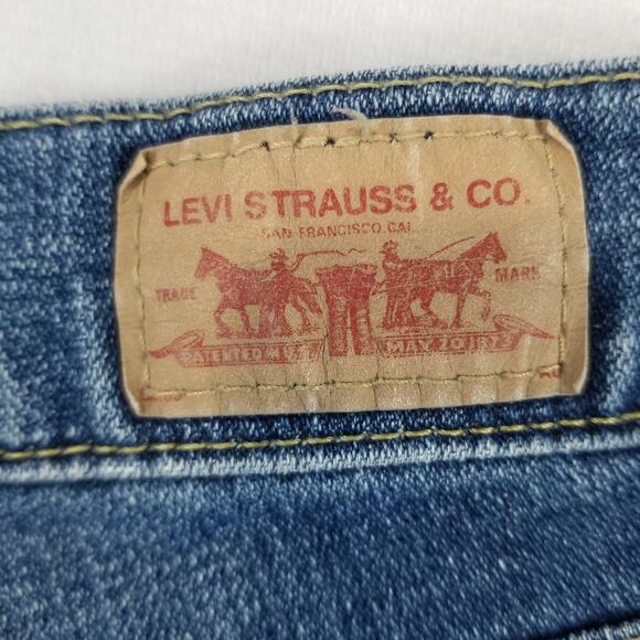 Levis 524 Jeans Womens 8 Too Superlow Flare 90s Stretch Floral Embroidered Denim - Picture 7 of 13